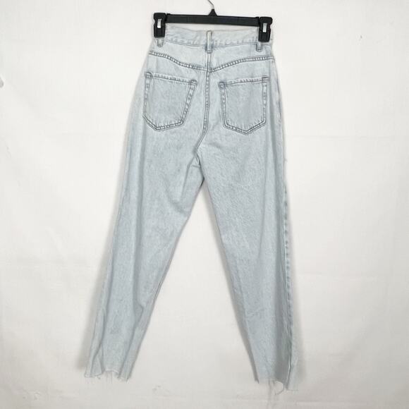 PacSun High Rise Straight Jeans Size 23 Distressed Light Wash Raw Hem - Picture 5 of 10